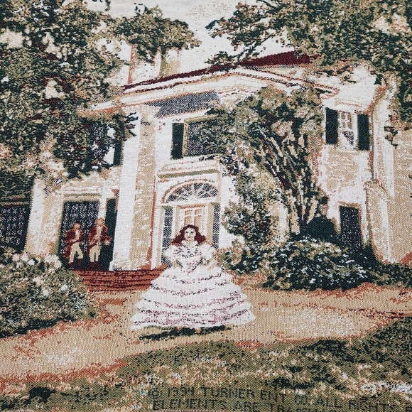 VINTAGE Gone With The Wind Jacquard Throw "Scarlett At Tara” Cotton Chatham - Picture 7 of 7